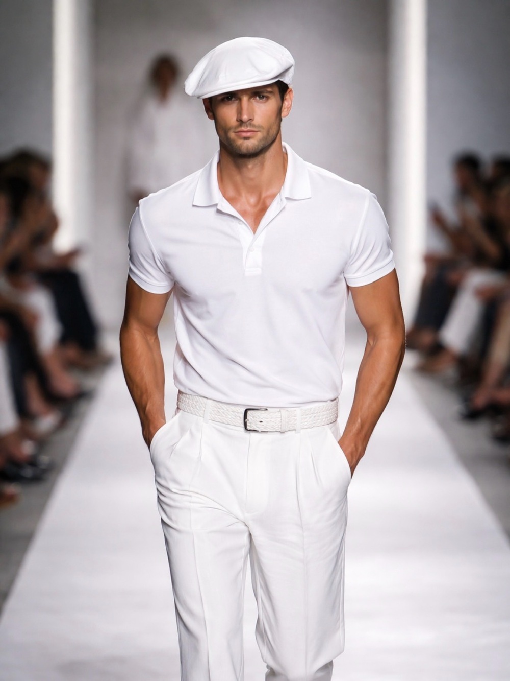 Classic White Men's Flat Cap